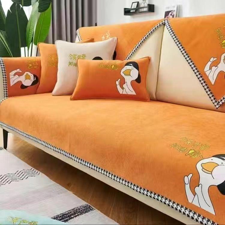 Chenille Small Lion Printing Sofa Towel Universal Sectional Anti-cat Scratch Sofa Cover Anti-slip Couch Cover for Living Room