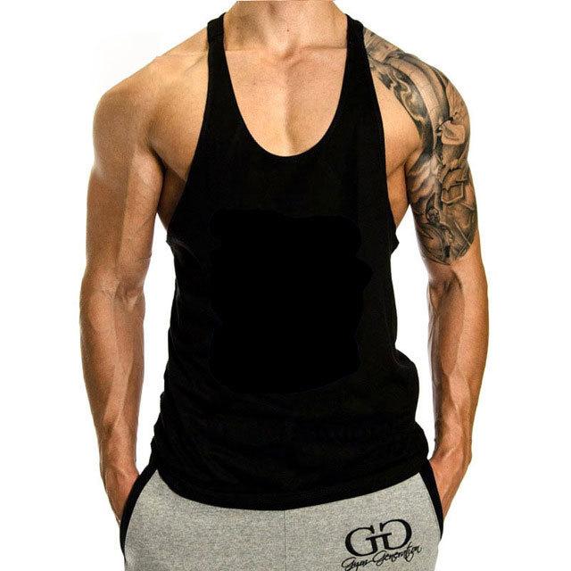 Mens Gym Sleeveless Shirt Y-shaped Vest Sports Fitness Bodybuilding Sports Vest Undershirt