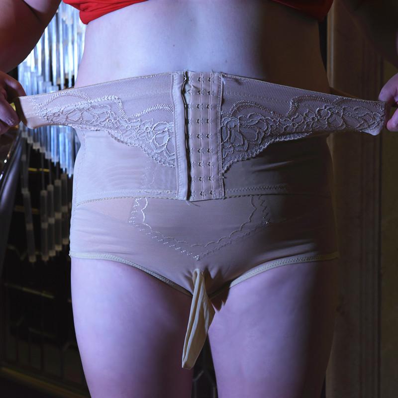 Herrunderkläder Fasta Midja Hög Midja Höftlyft Kroppsformande Trosor Spetsunderkläder Sissy Pung Penisfodral Underbyxor