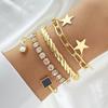 European & American Love Knot Alloy Bracelet Set: 4-Piece Creative Geometric Heart Design