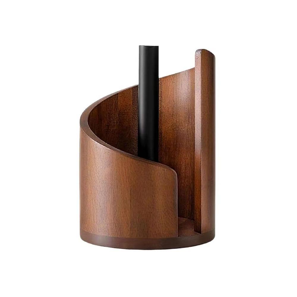 Large Capacity Wooden Paper Towel Holder Freestanding Base Freestanding Paper Roll Holder Kitchen