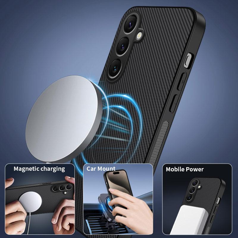 Shockproof Magnetic Case For Samsung Galaxy A35 A36 A54 A55 A56 M33 Premium Carbon Fibre Slim Fit Ultra-Light Protection Cover