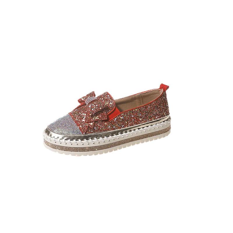 Full of diamonds new single shoes bow accessories large size casual shoes simple fashion sports shoes