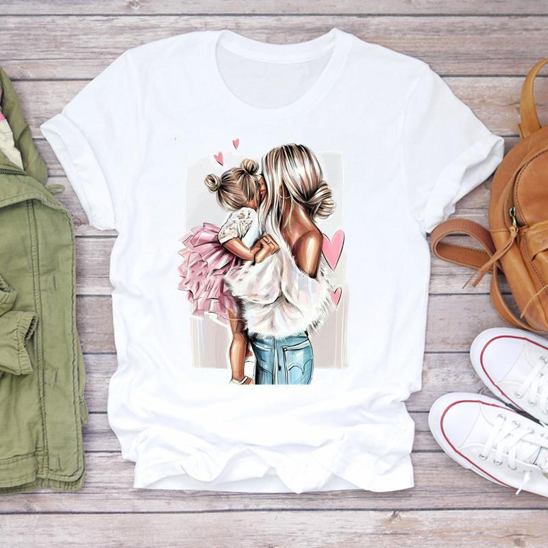 Mom's Mother's Day Themed Printed Round Neck Plus Size Fashionable Loose Cotton Short Sleeved Top T-Shirts Women’s