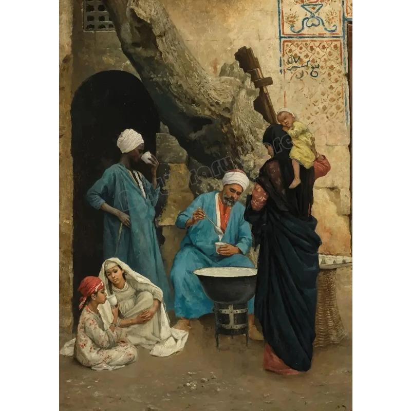 Gerome Klassisches Kunstwerk Araber Lebende Landschaft Poster Arabischer Teppichhändler Wandkunst Bilder Leinwandbild für Zuhause Zimmer De