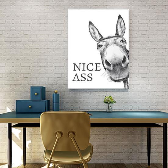 Affiche d'Âne avec un Beau Derrière Décoration Murale Drôle pour Salle de Bain Affiche sur Toile Image d'Animal Humoristique pour Ferme Bureau Maison Toilettes