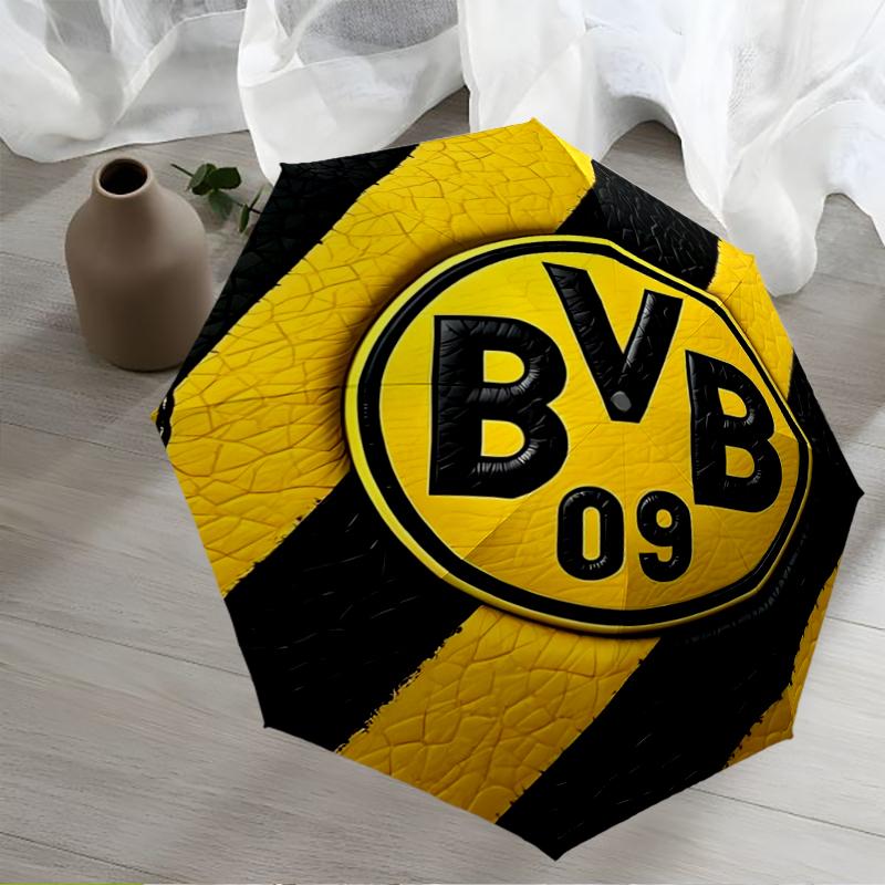 Borussia Dortmund Thema Automatischer Regenschirm, Leicht & Tragbar, 8 Speichen, Perfekt für Reisen im Freien, Geburtstage, Weihnachten, Geschenke.