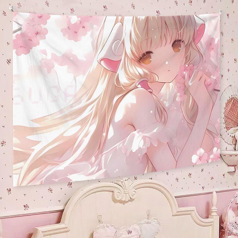 Cute Japanese Girls Animation Aesthetics Tapestry Cartoon Anime Wall Hung Bedroom Dormitory Home Decoration