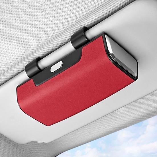 Car Storage Box for Sun Visor Shockproof Protective Eyeglasses Case with Soft Velvet Lining Magnetic Lock Large Capacity Organizer for Cards Keys
