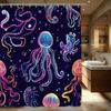 1 Piece Glow In The Dark Shower Curtain-Neon Glow Underwater Ocean Decoration with Jellyfish Decoration Shower Curtain