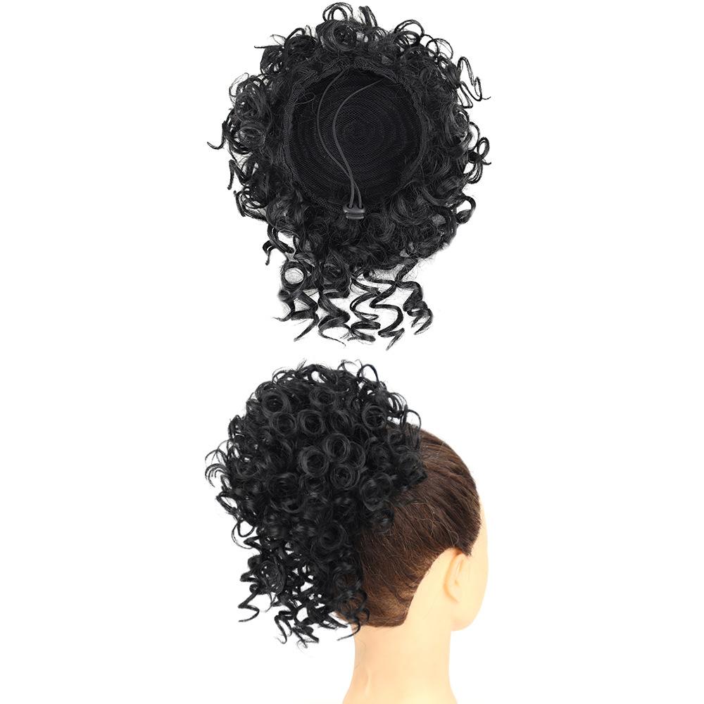 Women's Fashion Hair Bun, Curly Wave Synthetic Hair Piece, Afro Kinky Curl Drawstring Ponytail Bun, Voluminous Hair Donut for Daily Style