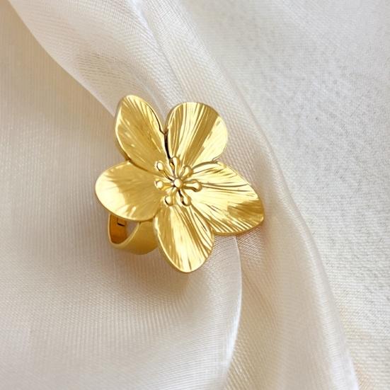 Bloem Open Ring Verstelbaar Gepolijst Metaal Effen Kleur Glad Overdreven Stijl Bloemblaadje Dame Prom Party Vinger Ring Verjaardag Vakantie Cadeau Sieraden
