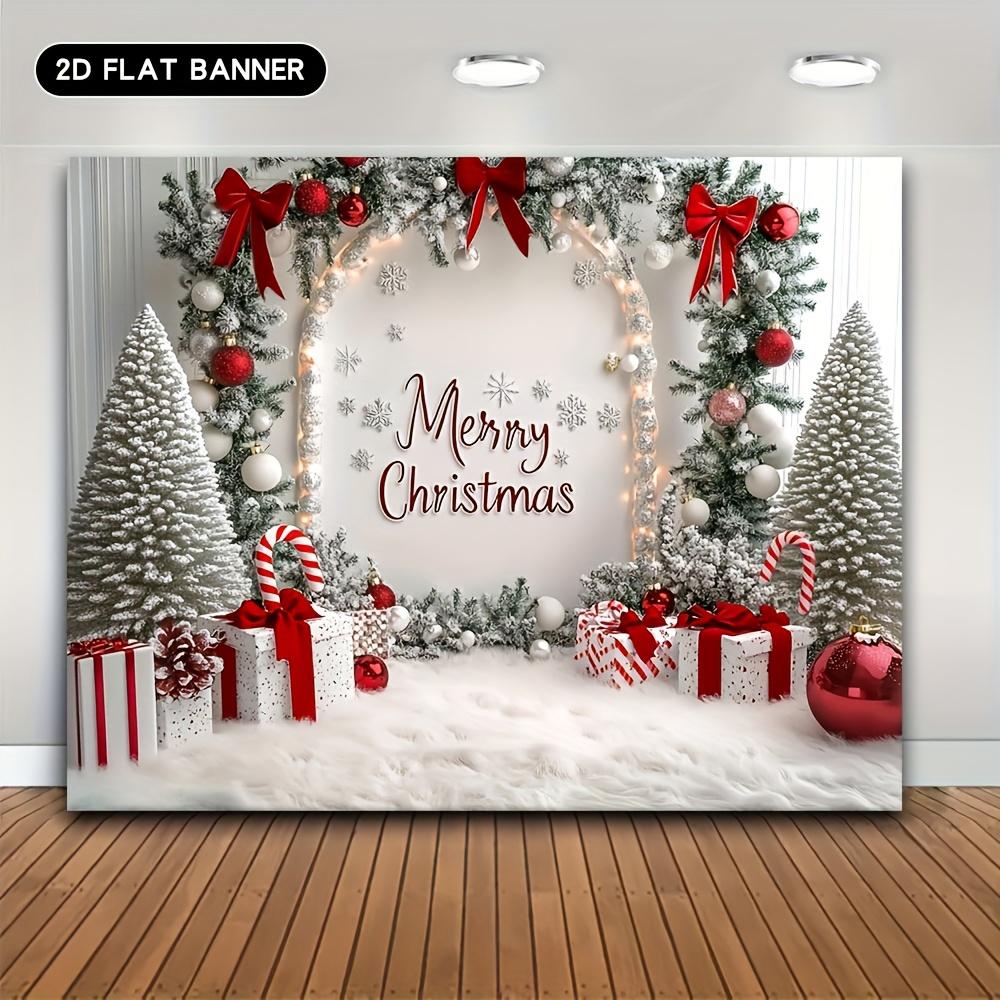 VIKAMA Christmas Tapestry Machine Washable Pine Branch Snowflake Print Wall Tapestry Living Room Bedroom Background Wall Decor