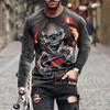 Men's Skull Graphic T-Shirts long Sleeve Skeleton 3D Print Street man t shirt autumn O-Neck Casual Y2k Top oversize Men clothing
