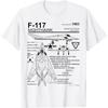 F-117 Nighthawk Stealth Fighter Schematic Graphic Short Sleeve T-Shirt for Men