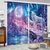 Wild Wolf Animal Round Shiny Moon Cheap Window Curtains Blinds For Living Room Kids Bedroom Bathroom Kicthen Door Home Decor2Pcs