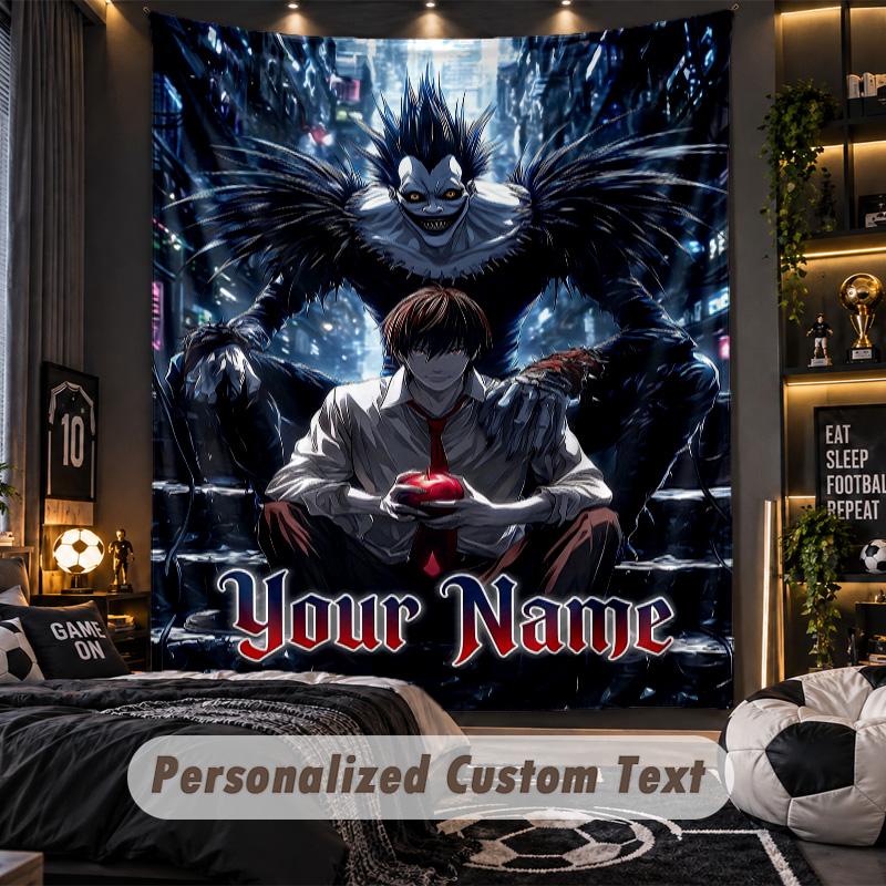 Personalisierte Wandtapisserie, Death Note Individueller Aufdruck Name, Stoff Wandkunst Für Innenraum Hintergrund