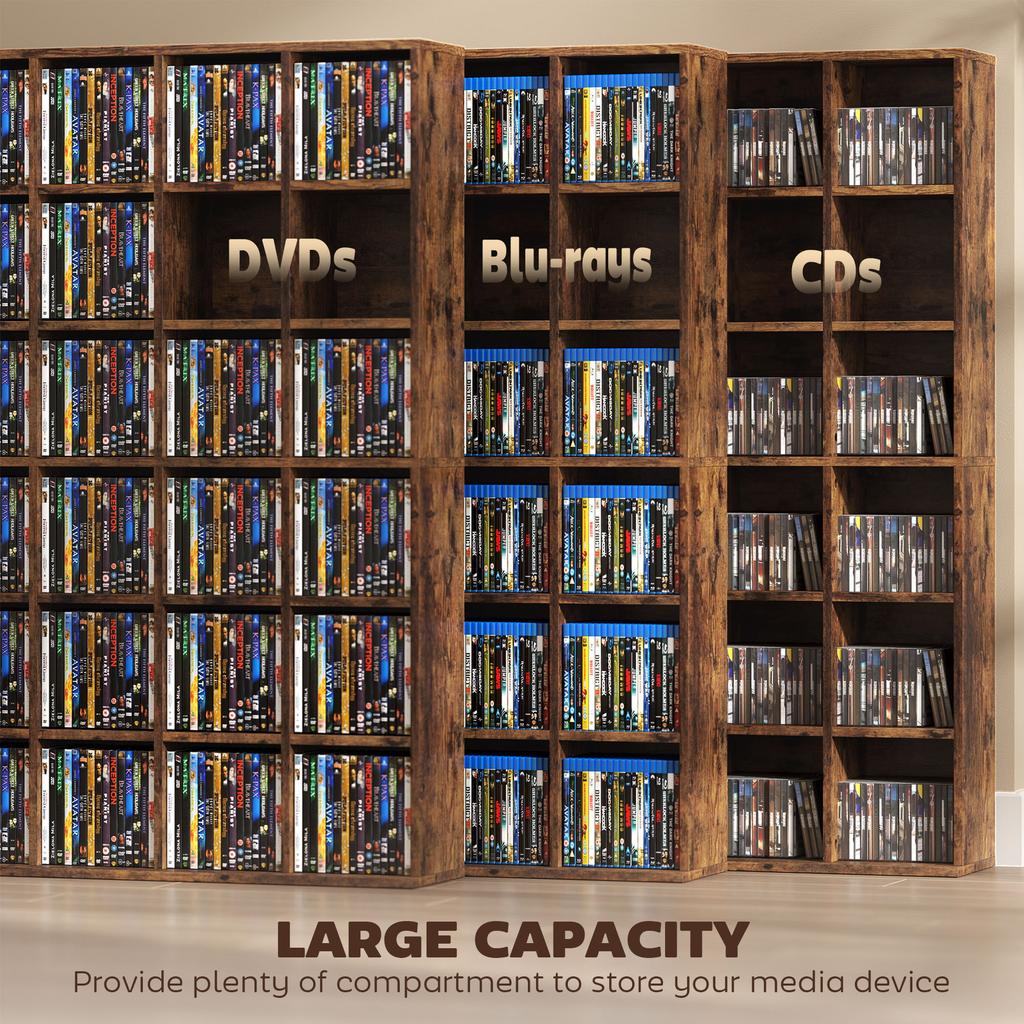 CD Storage Unit with Adjustable Shelves, 89 X 130.5 Cm, Rustic Brown