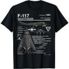 F117 Nighthawk Stealth Fighter Schematic Graphic Tee Men Casual Pure Cotton Tshirt