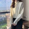 Herbst- und Winterpullover, kurzer, halbhoher Kragen, lockerer, vielseitiger Pullover, fester Pullover, Pullover mit Boden, weibliche Oberteile