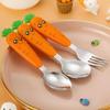 Cute Cartoon Carrot Baby Fork Spoon Gadgets Stainless Steel Toddler Feeding Dinnerware Cutlery Children Utensil Tableware
