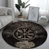 Accueil psychédélique noir Viking arbre tapis rond canapé tapis maison salon chambre salle de bain tapis de sol imprimer décorer tapis tapis