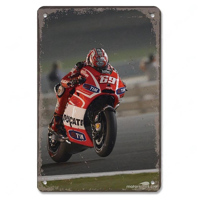 Vintage Metallblechschilder Motorsport-Poster Dekor Motorradrennen Retro Metallplakette Wandkunst Dekor für Garage Bar