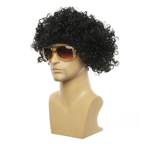 Wig Dress Up Set Necklace Ring Sunglasses Fake Moustache Vintage 80s Cosplay Party Disco Costume Photo Prop Performance Curly Wig