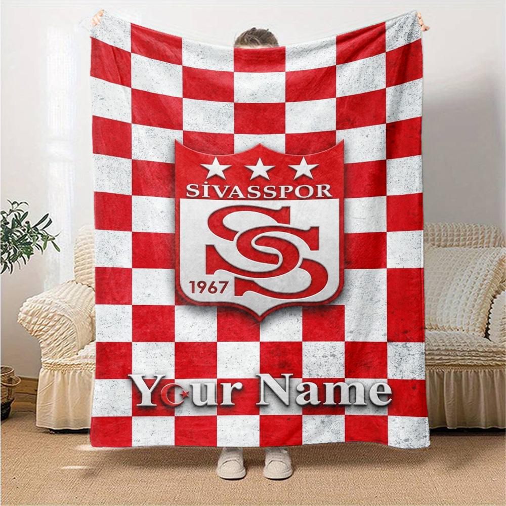 Name Custom Sivasspor Print Flannel Blanket High Quality Warm Comfortable Cover for All Seasons Perfect for Gifts Home Decor
