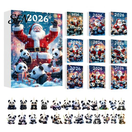 Cute Animal Hanging Ornaments Panda Advent Calendars 2026, 2D Acrylic for Creative Christmas Gifts Children Xmas Tree, 24 Days Countdown Calendar,