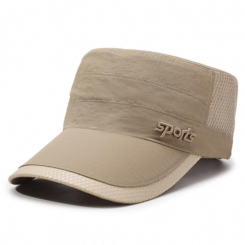 Quick-Drying Hat Men'S Spring And Summer Sun Protection Visor Thin Breathable Mesh Cap Casual Flat Top Military Hat Tide