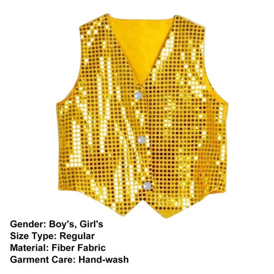 Boys Girls Sequined Vest Waistcoat Hip-hop Dance Party Street Show Costume