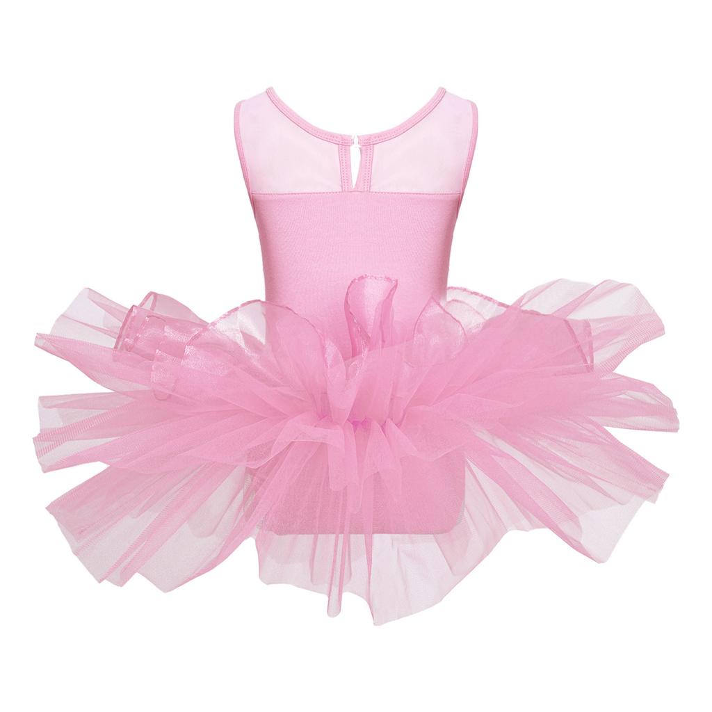 Ballet Leotard Dress for Kids Girls Shiny Sequins Tutu 4 Layers Skirt Ballerina Dance Wear