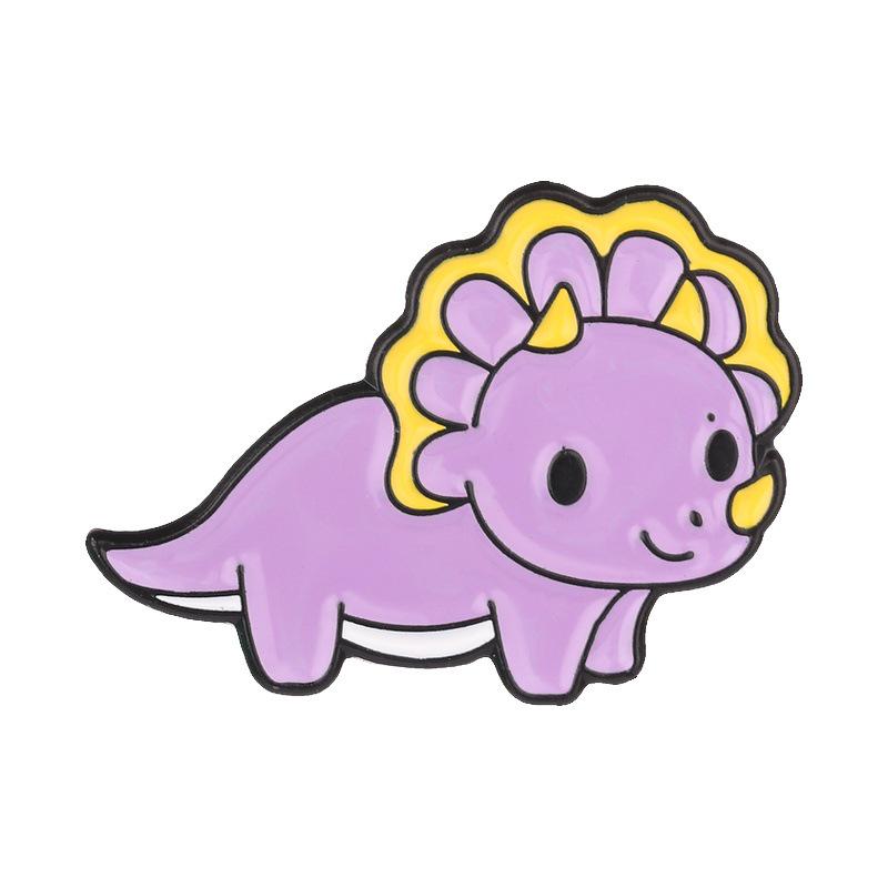 Macaron Dinosaur Metal Badge: Cute Pterodactyl & Triceratops Brooch for Clothing Decoration