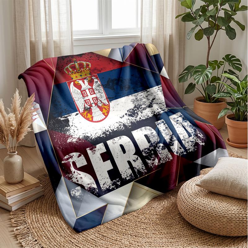 Coperta in Flanella Stampata Serbia Amica della Pelle Calda Decorativa Plaid per Divano Letto Interno Uso Quotidiano