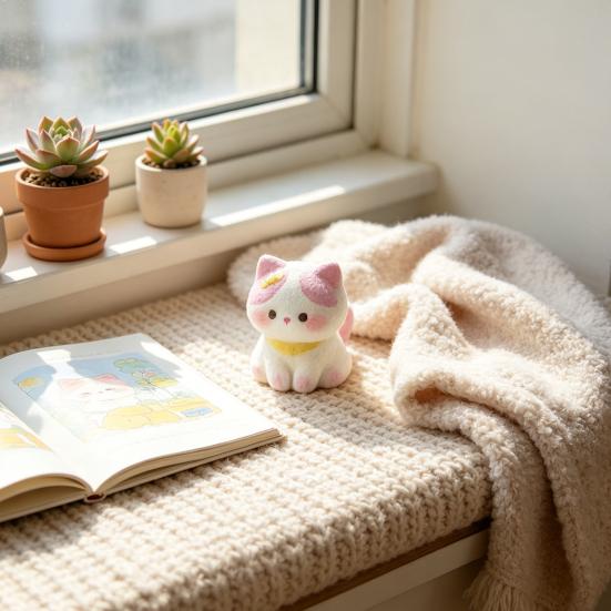 2Pcs Cat Figurines Resin Flocking Mini Cute Cat Decor for Car Dashboard Office Desk Bedroom Kitchen Countertop Accessories