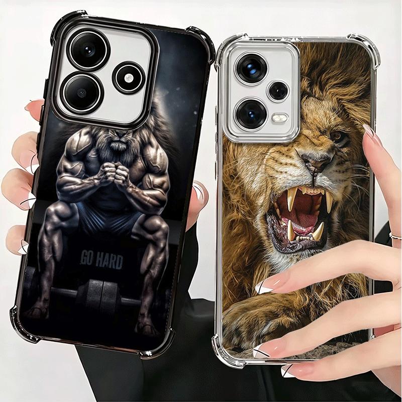 Lion Male Man King Plating Phone Case For Xiaomi Redmi Note 14 15 Pro Plus 13 12 11 11S 11T 10 9S 9 5G Anti-Fall Airabag Cover