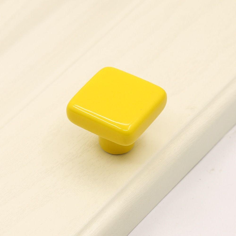 Simplicity Single Hole Colored Ceramic Knob Pull Handles Ceramic Door Knob Square Modern Cabinet Knob Dresser