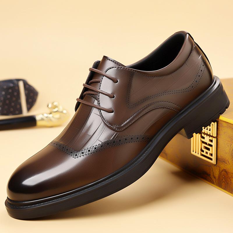 Men Classic Retro Brogues Men Lace Up Business Leather Shoes Formal Office Flats Men Wedding Party Oxford Shoes