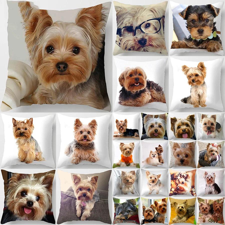 Schlafzimmer Sofa Lendenkissenbezug Auto Dekoration Niedlicher Hund Yorkie Yorkshire Dekor Druck Kissenbezug