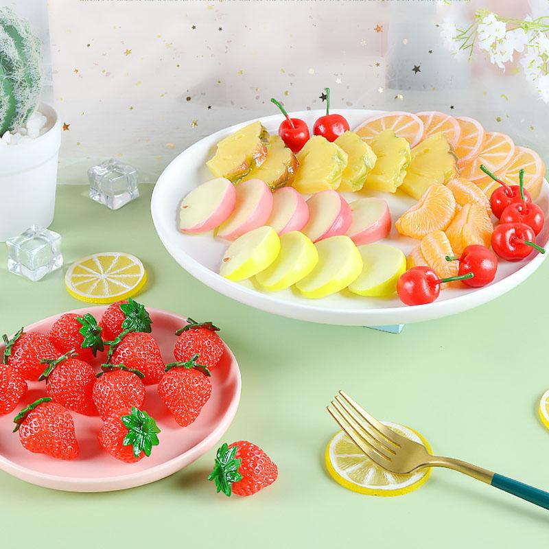 Simulation Fruit Slices Fake Artificial Apple Lemon Mango Watermelon Model Photography Props For Party Kitchen Home Decor Supply