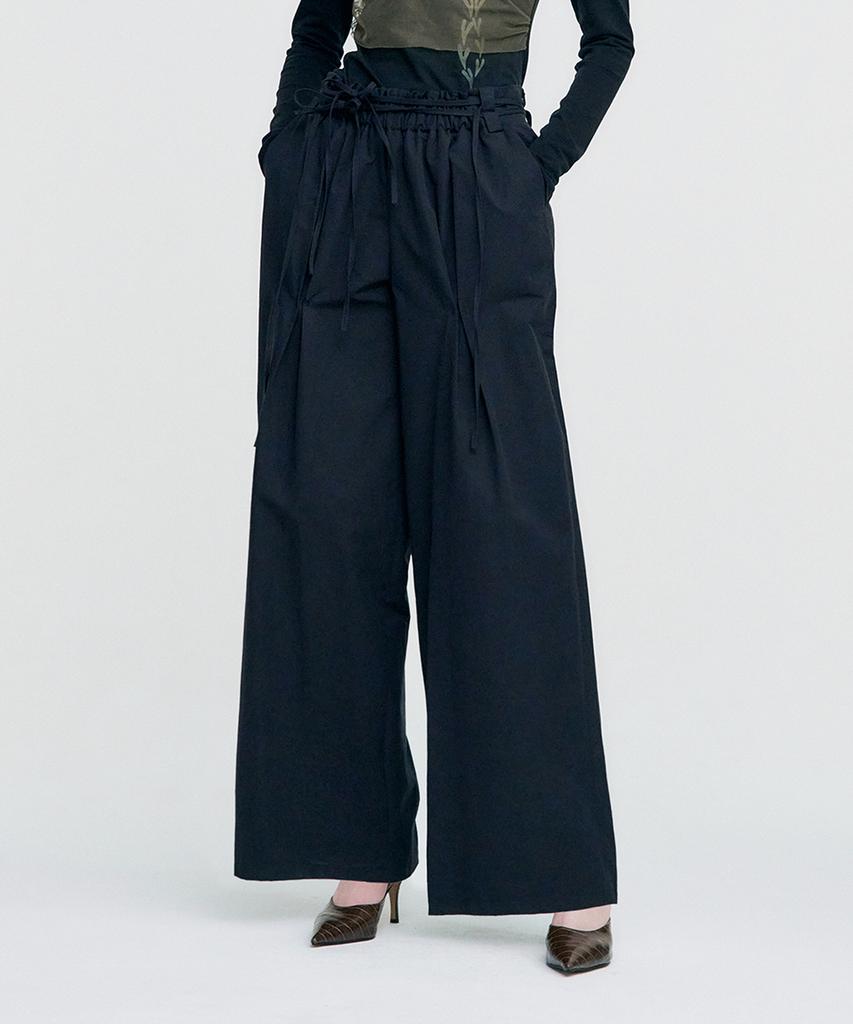 Kimjisu Ribbon Tied Wide Pants _ Black