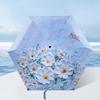 Manual Beautiful Flower Printed Umbrella Rain Women Sun Umbrella Three Folding Oil Painting Umbrella Lady Portable Parasol