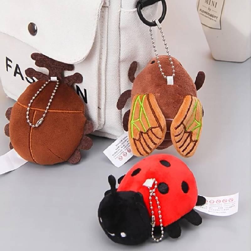 Adorable Plush Insect Series Keychain Toy Featuring Colorful Bee And Mantis Design