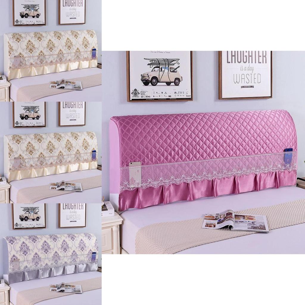 Stretchy Quilted Bed Head Cover With Lace Storage Wrinkle-resistant And All-inclusive