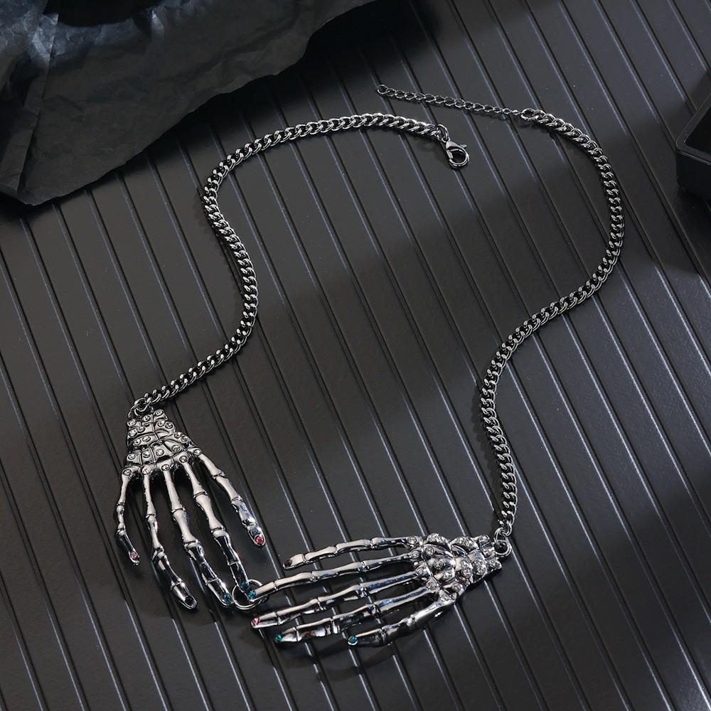 Halloween Skelett Halskette mit Wasserwellen-Kette für Damen Halloween Schmuck