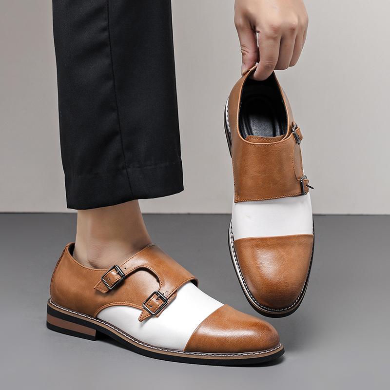 Retro Men Loafers Casual Comfortable Buckle Leather Shoes British Business Office Dress Shoes Size 38-48 Men Shoes