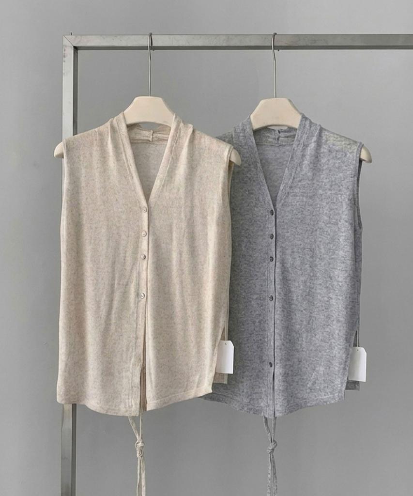 Baseukala Bella V-Neck Linen Sleeveless Knit (2Colors)
