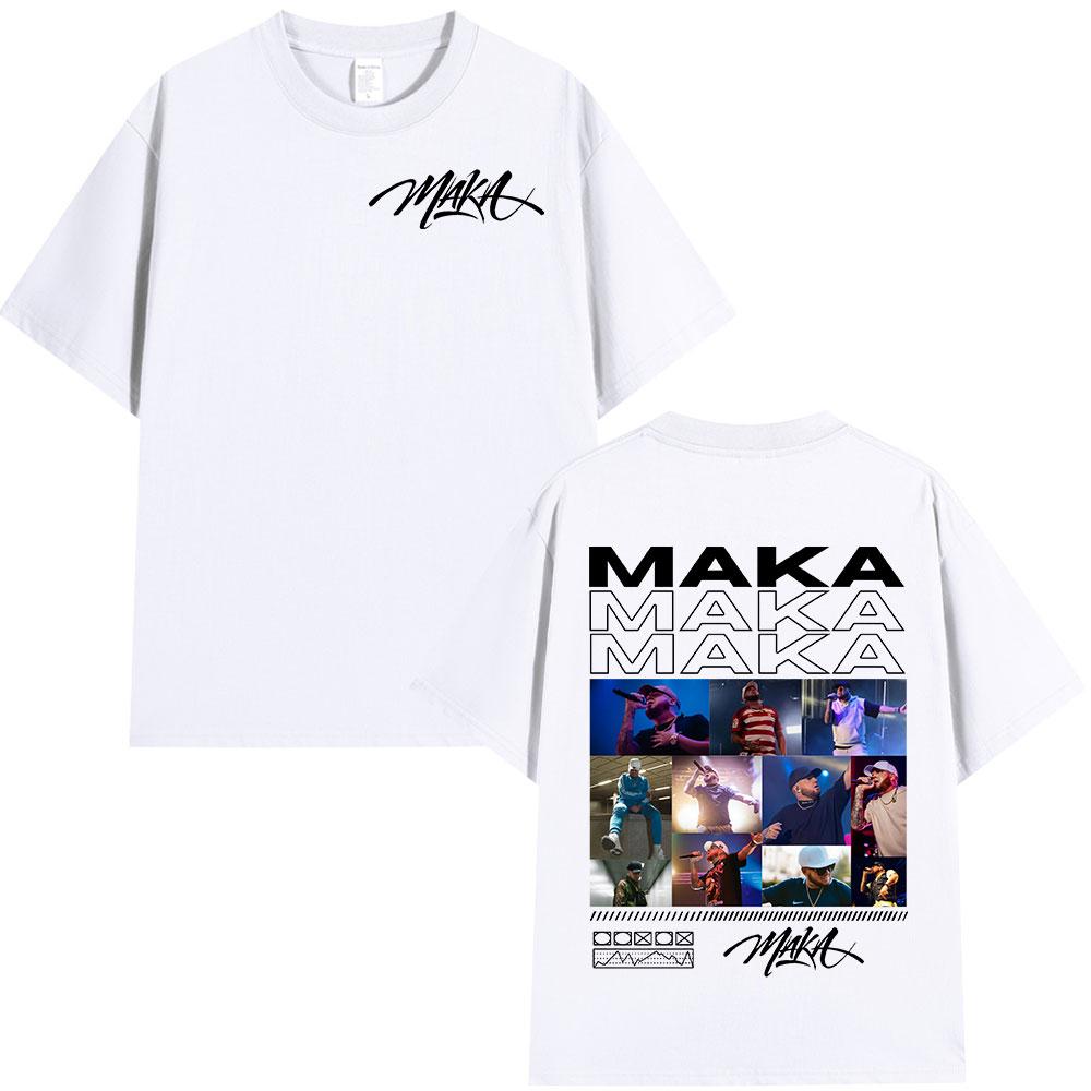 Rapper Maka 2025 Tour Grafik T-Shirts Herren Mode Vintage T-Shirt Lässig Baumwolle Kurzarm T-Shirt Kurzarm Streetwear