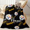 Steelers Teamgeist Personalisierte Namensdecke Mehrzweck-Anpassbare Decke Warme Dekoration Vielseitig für Heimdekoration Bürostuhl Meeresufer